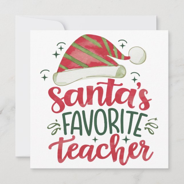 Teacher Gift | Santa's Favourite Teacher Invitation (Front)