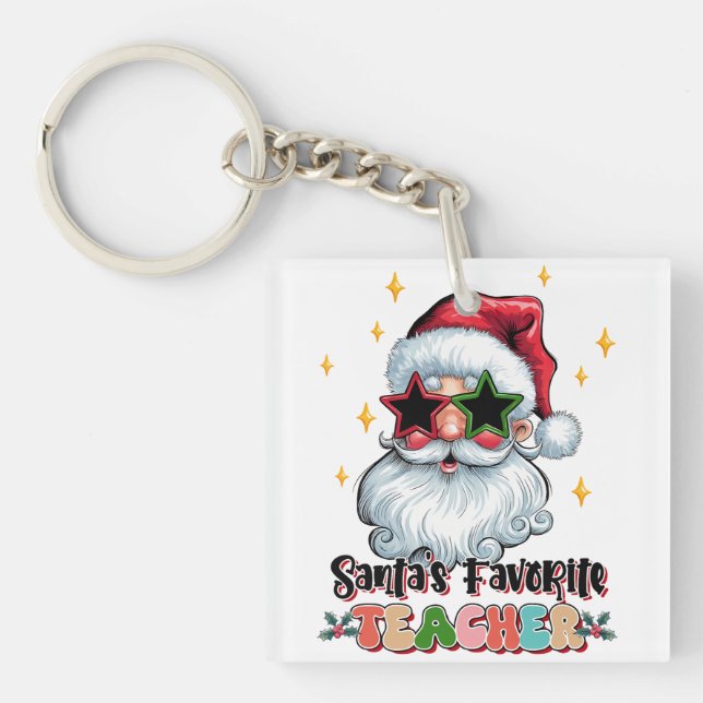 Teacher Gift | Santas Favourite Teacher Key Ring (Front)