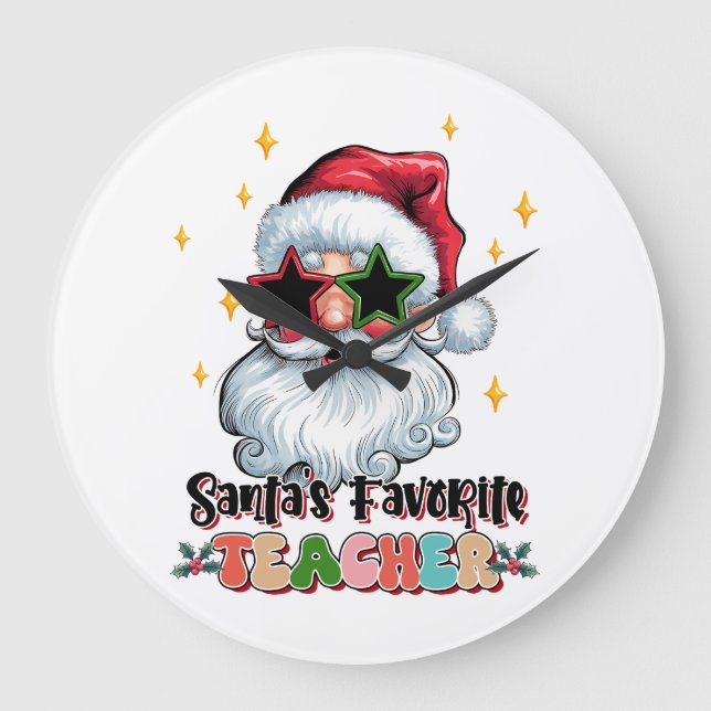 Teacher Gift | Santas Favourite Teacher Large Clock (Front)