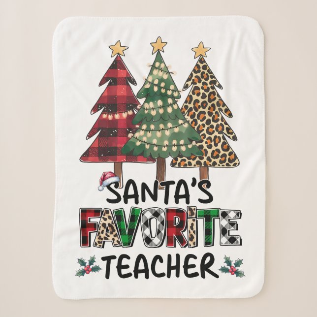 Teacher Gift | Santa's Favourite Teacher Sherpa Blanket (Front)