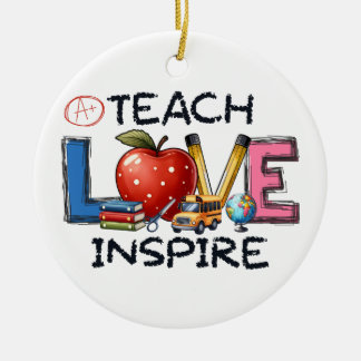 Teacher Gift | Teach Love Inspire Ceramic Tree Decoration