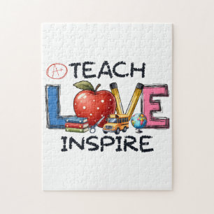 Teacher Gift   Teach Love Inspire Jigsaw Puzzle