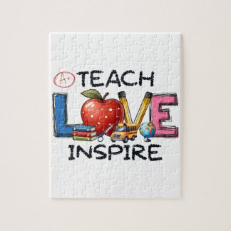Teacher Gift | Teach Love Inspire Jigsaw Puzzle