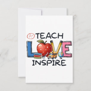 Teacher Gift Teach Love Inspire Thank You Card