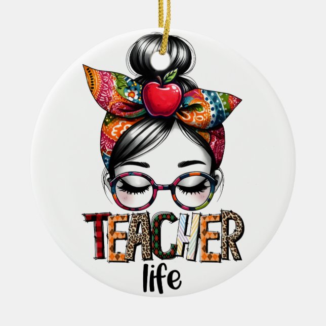Teacher Gift | Teacher Life Ceramic Tree Decoration (Front)