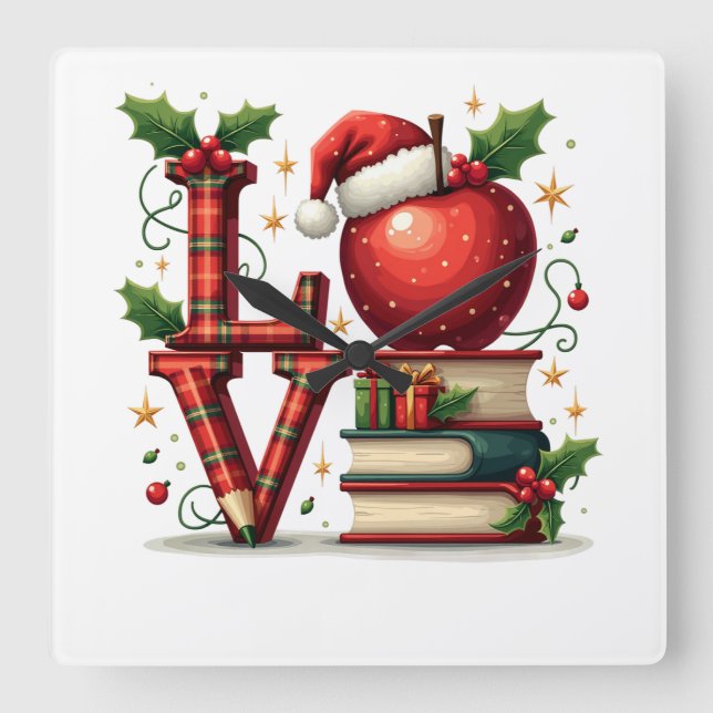Teacher Gift | Teacher Love Square Wall Clock (Front)