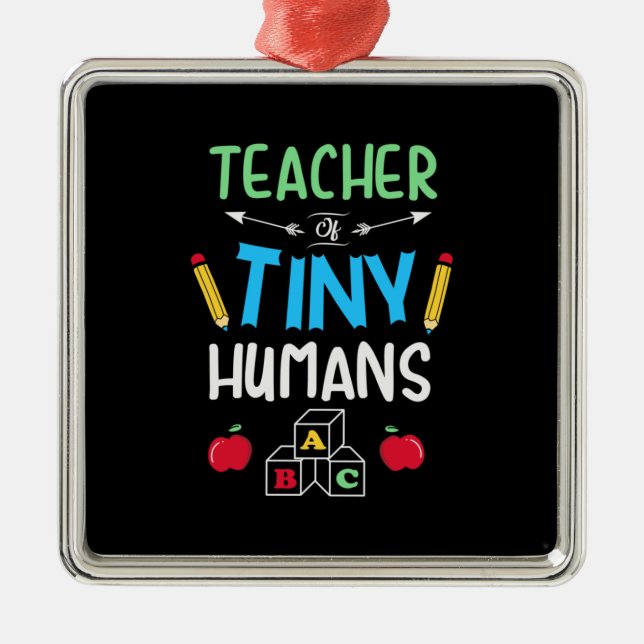 Teacher Gift Teacher Tiny Humans Metal Tree Decoration (Front)