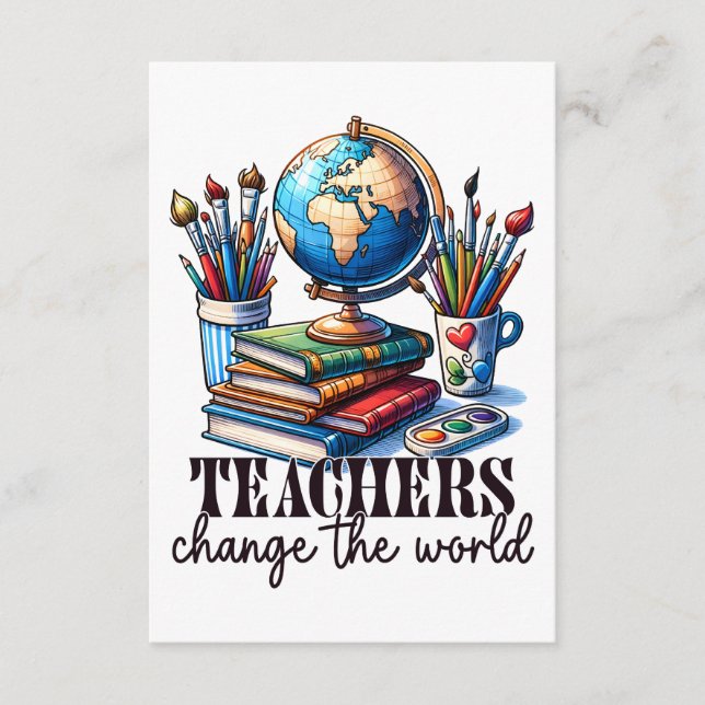Teacher Gift | Teachers Change The World Enclosure Card (Front)