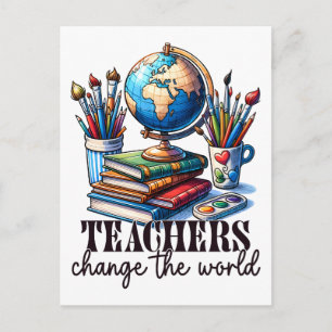 Teacher Gift Teachers Change The World Holiday Postcard