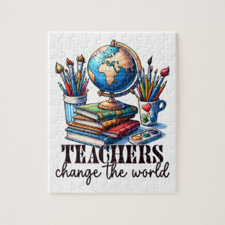 Teacher Gift | Teachers Change The World Jigsaw Puzzle