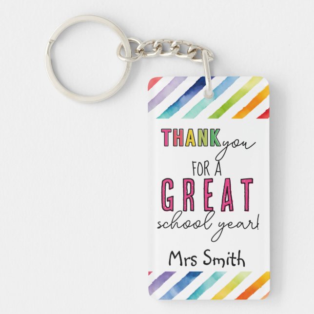 Teacher gift thank you for a great school year key ring (Front)