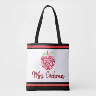 Teacher Gift Tote Apple Student Custom School xmas