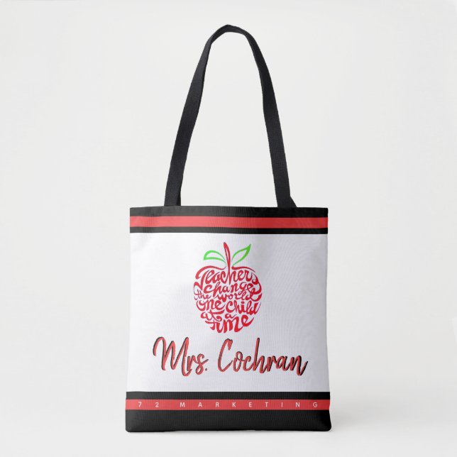 Teacher Gift Tote Apple Student Custom School xmas (Front)