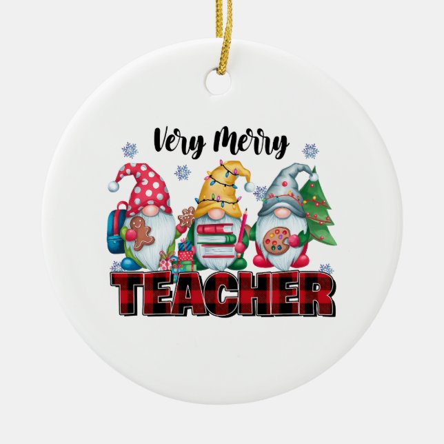 Teacher Gift | Very Merry Teacher Ceramic Tree Decoration (Front)