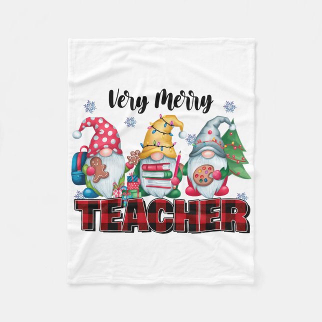Teacher Gift | Very Merry Teacher Fleece Blanket (Front)