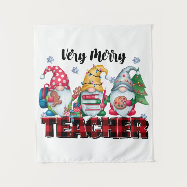 Teacher Gift | Very Merry Teacher Tapestry (Front)