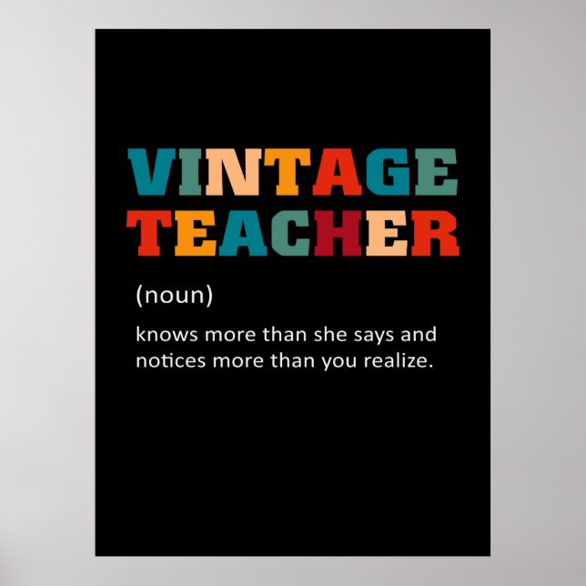 Teacher Gift Vintage Teacher Poster (Front)