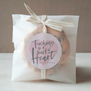 Teacher gift watercolor heart classic round sticker