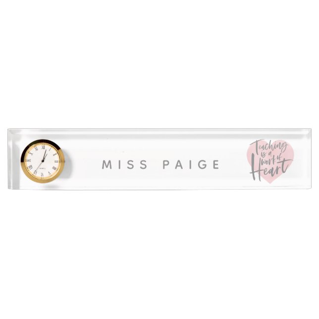 Teacher gift watercolor heart nameplate (Front)