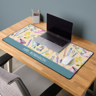 Teacher Gift Watercolor Pattern Personalised  Desk Mat