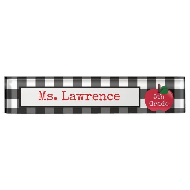 Teacher Gingham Desk Nameplate (Front)