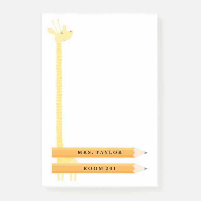 Teacher Giraffe Personalised Post It Notes (Front)