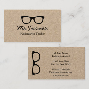 Teacher glasses kraft business card template