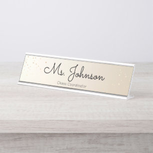 Teacher Gold and Glitter Desk Name Plate