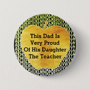 Teacher -Gold Apple 6 Cm Round Badge