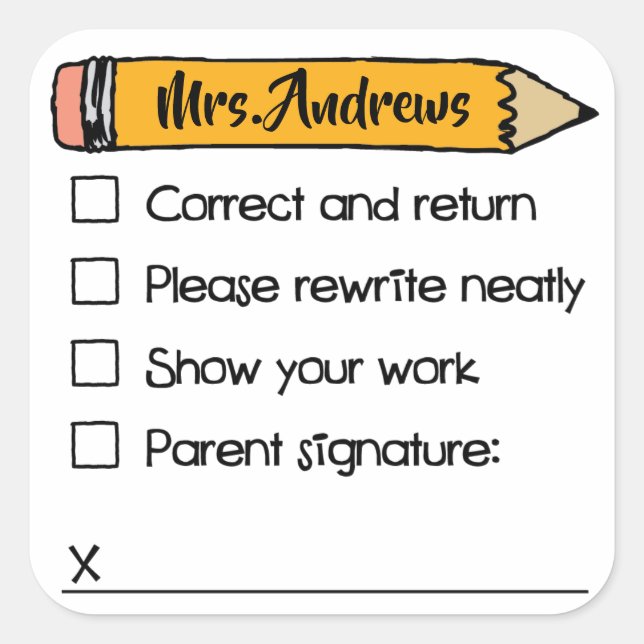 Teacher Grading Papers Student Art Teacher Art Gra Square Sticker (Front)