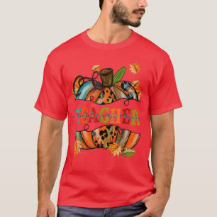 Teacher Graphic Pumpkin Autumn Halloween  Back To  T-Shirt