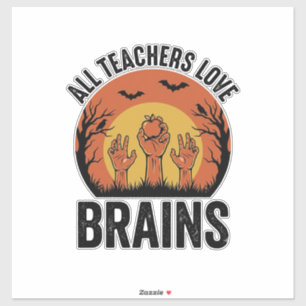 Teacher Halloween Brains Vintage Vector Design_1