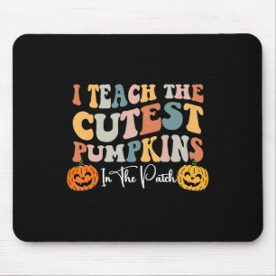 Teacher Halloween Cutest Pumpkins Retro Teacher Fa Mouse Pad