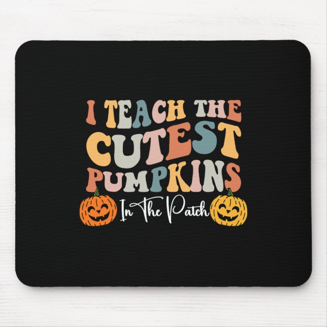 Teacher Halloween Cutest Pumpkins Retro Teacher Fa Mouse Pad (Front)