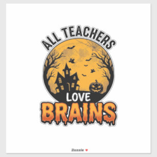 Teacher Halloween Love Brains Vintage Design_1