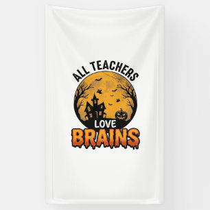 Teacher Halloween Love Brains Vintage Design_1 Banner