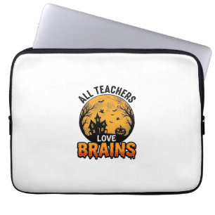 Teacher Halloween Love Brains Vintage Design_1 Laptop Sleeve
