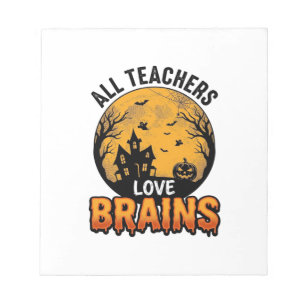 Teacher Halloween Love Brains Vintage Design_1 Notepad