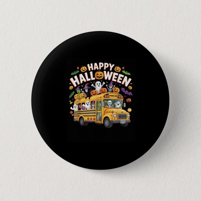 Teacher Halloween School Bus Driver Cute Ghost Wit 6 Cm Round Badge (Front)