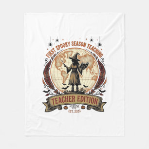Teacher Halloween Shirt for First Spooky Season Te Fleece Blanket
