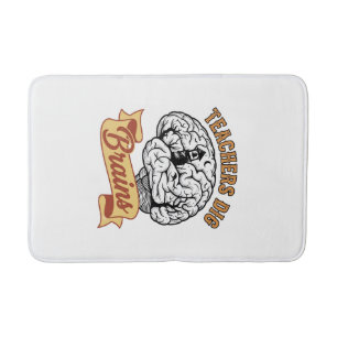 Teacher Halloween Shirt Vintage Engraved Brain Pun Bath Mat
