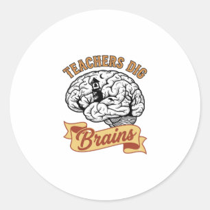 Teacher Halloween Shirt Vintage Engraved Brain Pun Classic Round Sticker