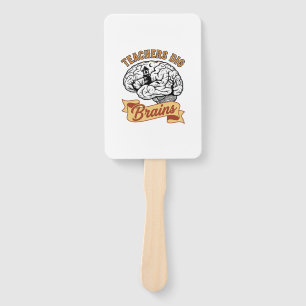 Teacher Halloween Shirt Vintage Engraved Brain Pun Hand Fan