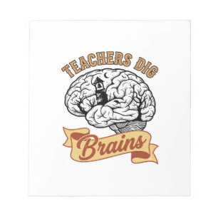Teacher Halloween Shirt Vintage Engraved Brain Pun Notepad