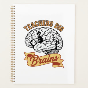 Teacher Halloween Shirt Vintage Engraved Brain Pun Planner