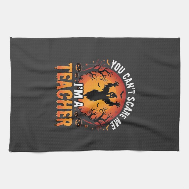 Teacher Halloween Spooky Ghost Teacher Design_1 Tea Towel (Horizontal)