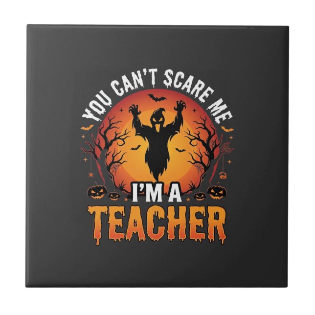 Teacher Halloween Spooky Ghost Teacher Design_1 Tile (Front)