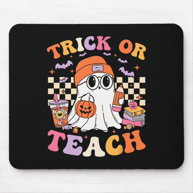 Teacher Halloween Trick Or Teach Cute Ghost Coffee Mouse Pad (Front)