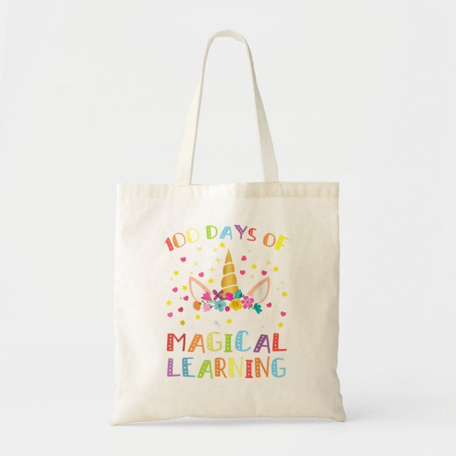 Teacher Happy 100 Days Of School Magical Learning  Tote Bag (Front)