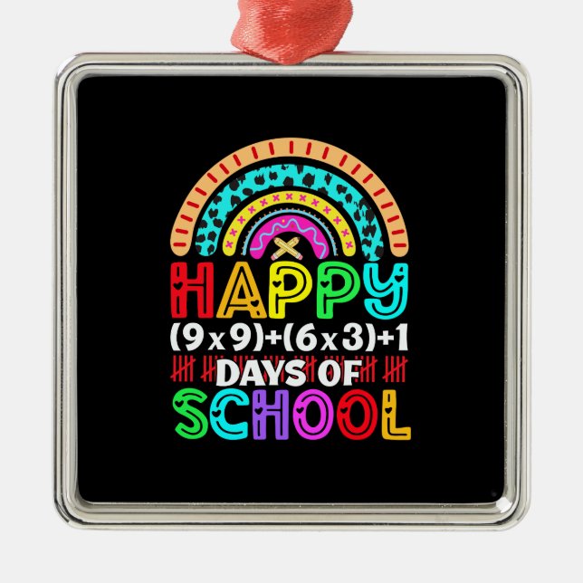 Teacher Happy 100 Days Of School Metal Tree Decoration (Front)